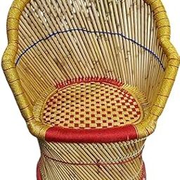 Sarkanda Handicraft Eco-Friendly Handicraft Cane Wood Bar Bamboo Sitting Chair/Muddha/Mudda/Rattan/Muddi/Manjola for Outdoor/Indoor/Furnishing Multi Color: Set of 1-image-66