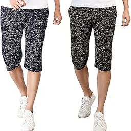 Men's Regular Fit Printed Three Fourth Capri(Pack of 2) Blue-3