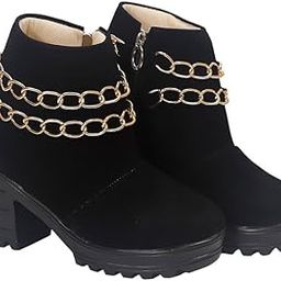 Stylish Ankle Boots with Chain Detail, Tan, Block Heel-picture-16