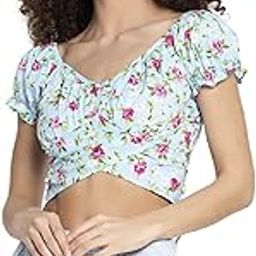 Women's Latest Ruffle Stylish Short Sleeve Tie Up Back Crop Top Off Shoulder Bardot Blouse/Tops for Summer-image-1
