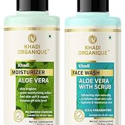 Khadi Organique Aloe Vera Face Wash with Scrub & Aloe Vera Moisturizer Lotion Duo - Refreshing and Hydrating Skincare for All Skin Types - 420ml-image-46