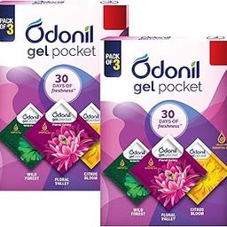 Odonil Gel Pocket Mix - 60g (10g x 6) | Assorted pack of 3 new fragrances | Infused with Essential Oils | Germ Protection | Lasts Up to 30 days | Air Freshener for Bathroom, Toilet, Home & Office-image-32