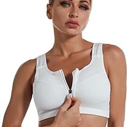 Polyamide Padded Front Zip Medium Impact Racerback Adjustable Strap Sports Bra For Women-picture-21