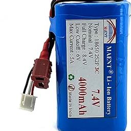 MAENT® 7.4V 18650 Lithium ion Rechargeable Battery 2S2P 2 Wire Dc Deans T Balance Connector 8.4V for Electronics Toys Lighting DIY Bluetooth spaker - 3C Rated (Deans T + Balance Connector, 4000 mah)-3