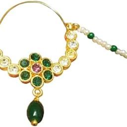 Women's Gold Plated Alloy Traditional Bridal Nose Ring//Nath for Women And Girls-image-85