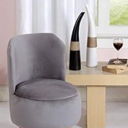 Interiors Spot Ottoman Pouffes Sitting Mudda Puffy Wooden Leg Stool For Living Room Dressing Table Pouf Round Footstool For Home Decor, Holland Velvet,Chair, 16X16X28.5 Inch, Grey-image-8