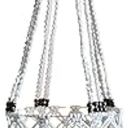 Macrame Fruit Hanger with Tassels, White Cotton Rope, Handwoven with Beads-image-74