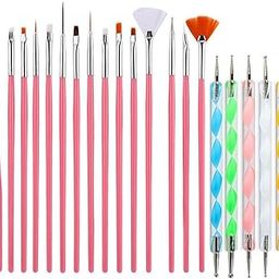 ikis 20 Pcs Nail Art Brushes, Nail Art Design Painting and Drawing UV Polish Brush Tool Kit,Dotting Tool, Acrylic Nail Art Design Painting Tool Pen Polish Nail Brush Set-image-28