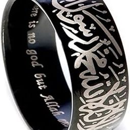 8mm Black Stainless Steel Islamic Muslim Shahada Ring-image-75