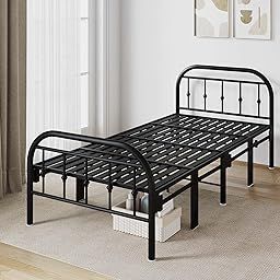 SAHNI PORTABLE FURNITURE Victorious Style Heavy Duty Single Folding Metal Bed for Sleeping, High Headboard Design with Under-Bed Storage Space (6.25ft x 3ft) (Metal Frame)-picture-6