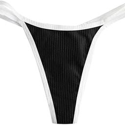 Women's Triangle Bikini Double Straps Tie Side String, Comfortable Cotton Fabric Double Strap Bikini-image-9