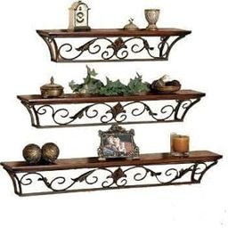 ARHAM ART Floating Shelf,Creative Wrought Iron Wall-Mounted Bookshelf Bedroom Living Room Decoration (Brown)-28
