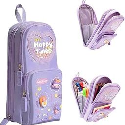 WireScorts Premium Pencil Case 6 Layer with 3 Compartment Cute Aesthetic Pencil Case for Girls Large Capacity Pencil Pouch Multifunctional Pouch for School Kids Cute Stationary Gift - Purple-12