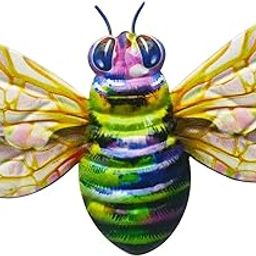 UJEAVETTE Bee Iron Wall Decor Artwork Ornament Bee Art for Bedroom Yard Garden Yellow-image-65