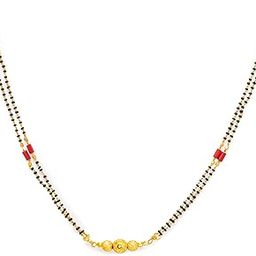 Long Mangalsutra Designs One Gram Gold Plated Necklace Pendant Tanmaniya Nallapusalu Black Red Beads Chain For Woman (30 Inches)-image-95