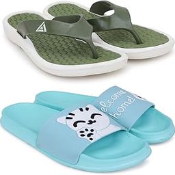 Combo Pack of 2 Slipper/Flip Flops/Slides/Clogs/Sandals for Women (V-Triangle Vs Welcome)-image-88
