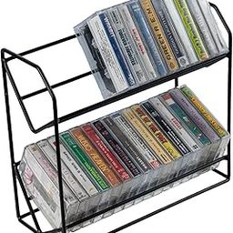 INDIDECOR 25043 Cassette Tape Storage Rack, Classic Industrial Matte Black Metal Wire Tape Deck Holder and Display Stand-picture-10