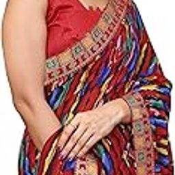 Women’s Georgette Saree with Lace Border | Lightweight Laheriya Saree for Women with Unstitched Blouse Piece-image-75