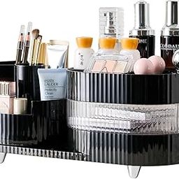 EVVIX New 360 Rotating Makeup Organizer, Large Capacity Cosmetic Display Case Hold at Least 20 Makeup Brushes/Eyeliner, 10 Lipsticks,8 Skincare Products (Black)-image-71