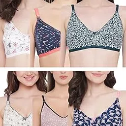 clovia Women's Cotton Non-Padded Wire Free Pack of 6 T-Shirt Bra Full Coverage Bra-picture-10