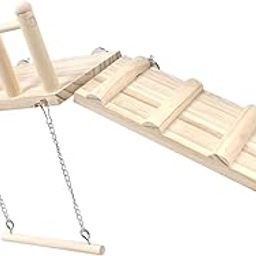 BNF® Parrot Perches Platform Parrots Swing Stands for Gerbil Rat Hedgehog Budgies|Pet Supplies | Bird Supplies | Perches|1 Bird Platform Ladder with Swing-image-2