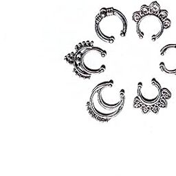 Athens Set of Six Unique Oxidized Nose Rings for Gifting Girls and Women’s/Pain free Clip on Designs-image-14