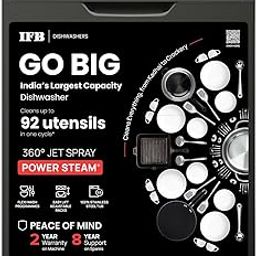 IFB 16 Place Settings with DeepClean® Technology Powered by AI Freestanding Dishwasher (Neptune VX16, Inox Grey, Largest Capacity Washes upto 92 Utensils, 70° Hot Water Wash)-picture-15