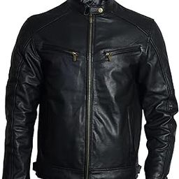 Genuine Leather Jacket | Genuine & Pure Leather Jacket | Mens Solid Biker Jacket | Full Sleeve Solid Jacket for Men's Biker Style | 4 Zipped Pockets with zipped Sleeve Colour : Black-picture-13