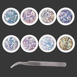 Store2508 (Pack of 8) Nail Art Decoration Mixing Glitter Holographic Colour Changing Sequins Hexagonal Nail Sticker, Multicolour-image-90