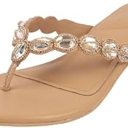Women's Faux Leather Stone Embellished Low Heel Party Ethnic Chappal-image-32