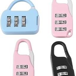 Unikkus, Set of 4 Number Locks – Small 3-Digit Combination Locks for Luggage, Bags, Suitcases & Travel Use, Resettable Lightweight Plastic Locks for Bags, Suitcase, Lockers-image-27