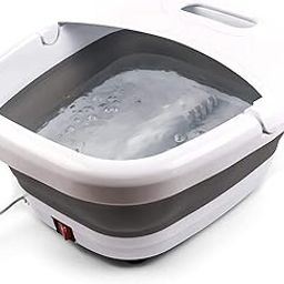 Spa Foot Bath Massager with Heat Easy Storage, Foldable Foot Travel Folding Bucket Foot Wash Basin Feet Spa Pedicure Tub Massager (White)-image-3