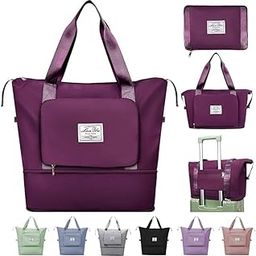 Philin Travel Tote Bags, Travel Weekender Overnight Bags Women Carry On Bag for Flights Large Capacity Folding Expansion Duffle Bags for Travel for Women (Marron)-image-48