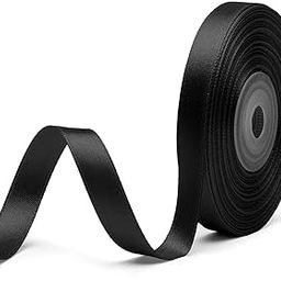 GhelonadiDouble Faced Polyester Satin Ribbon, Silk Ribbon Perfect for Wrapping, Crafts, Hair Bows, Wedding Party Other Projects Decorating Valentine's Day Birthday Bouquet Garland (18 Meter) (Black)-image-43