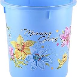 Kuber Industries Waste Basket | Open Top Home Dustbin | Waste Bin for Bedroom, Living Room, Kitchen & Bathroom | Flower Print | 10 LTR | Blue-image-5