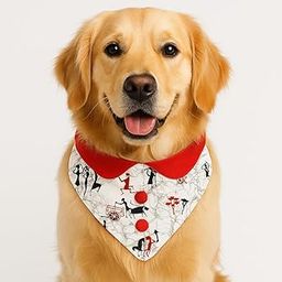 MahiNee Designs Warli Print Unique Design Handmade Cotton Dog Bandana | Comfortable & Adjustable | Velcro Closure (RED, XL, for Goldens, GSD, Husky & Alike)-image-77