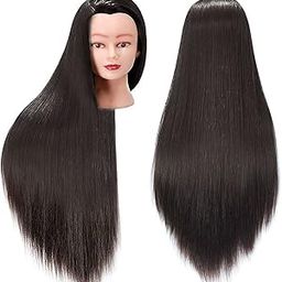 Rapidsflow Hair Dummy For Face Make-up Practice/Long Hair Dummy For Hair Styling Practice/Salon Mannequin For Hairstyle Practice/Manniquien Head (Free Clamp Stand) (Black)-image-33