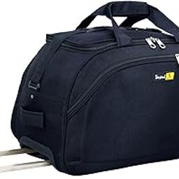 Polyester 20 Inch Travel Duffel Trolley Bag for Men and Women-Black-image-22