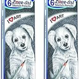 Artline Love Art Ultra Dark Sketch Pencil Set | Lightweight With Comfortable Grip | Pencil Set For Drawing, Shading | Safe Pencils For Children | Set Of 6 Sketch Pencil X Pack Of 2, Ink black-28