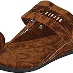 Men Royal Luxury & Traditional Handcrafted Ethnic Velvet Kolhapuris Chappals/Sandals-image-16
