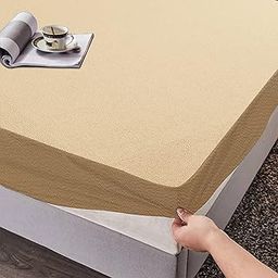 Glassiano Luxury Divine Terry Cloth Fitted Mattress Protector 66x75 Inches Queen Size Bed | Water Resistant Ultra Soft Mattress Cover | Hypoallergenic Bed Cover (Beige_Pack of 1)-image-47