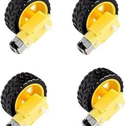 YUTH TRADING COMPANY bo motor dual shaft and wheels smart car robot gear motor for arduino, black and yellow pack of 4-Black;Yellow-28