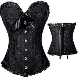 1Pc Women Steampunk Plus Size Corsets Lace Up Boned Overbust Bustier/Waist Cincher Body Shaper-image-37