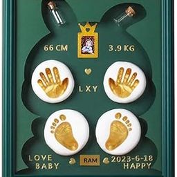 BAWY handprint and footprint for baby girl and boy. Baby clay impression kit with frame for baby gifting, newborns, baby shower and new parents.(GREEN)-image-60