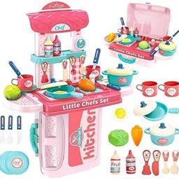 Famous Quality Stylish Kitchen Set for Girls Toy with Cooking Utensils Combo Items, Little Chef Realistic Miniature Chefs Pretend Play/Role Play Home Game-image-11