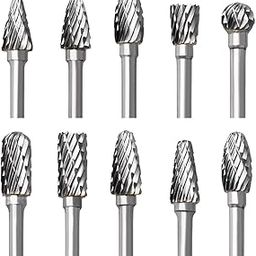 Mass Pro Tungsten Carbide Rotary Burr Set - 10pcs Double Cut Carving Burr Bits with 1/8" Shank | High-Quality Rotary Tool Accessories for Woodworking, Engraving, Drilling, and Metalworking-image-49