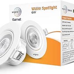 wipro Garnet 6W Round Led Wave Spotlight|Cob Spotlight for Ceiling|Warm White Light (2700K)|Adjustable Design|Recessed Tiltable Downlighter for False Ceiling|Cutout-75 Mm|Pack of 1 --21