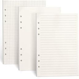 Colacoo A5 Loose Leaf Paper - 135 Sheets, 270 Pages, Lined, Blank & Grid Paper Refill for 6 Ring Binder Notebook Planner-23