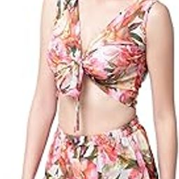 Orange Printed Beachwear Cover-Up Top with Shorts for Women Teen (Size M)-picture-51