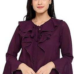 Women's Georgette Ruffled Bell Sleeves Tops (X-Small to Plus Sizes 7XL)-image-69